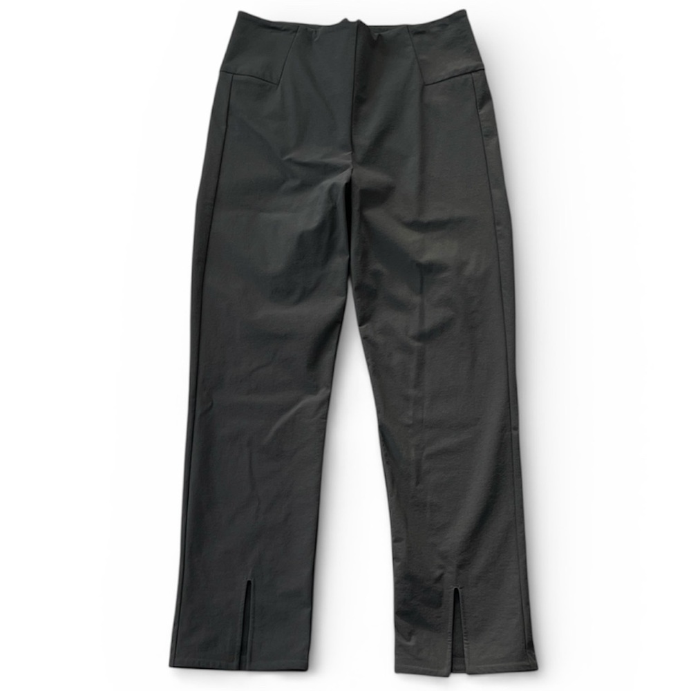 Athleta Wander Slim Straight Crop Pants Womens 8 Olive Green Travel Stretch Slit